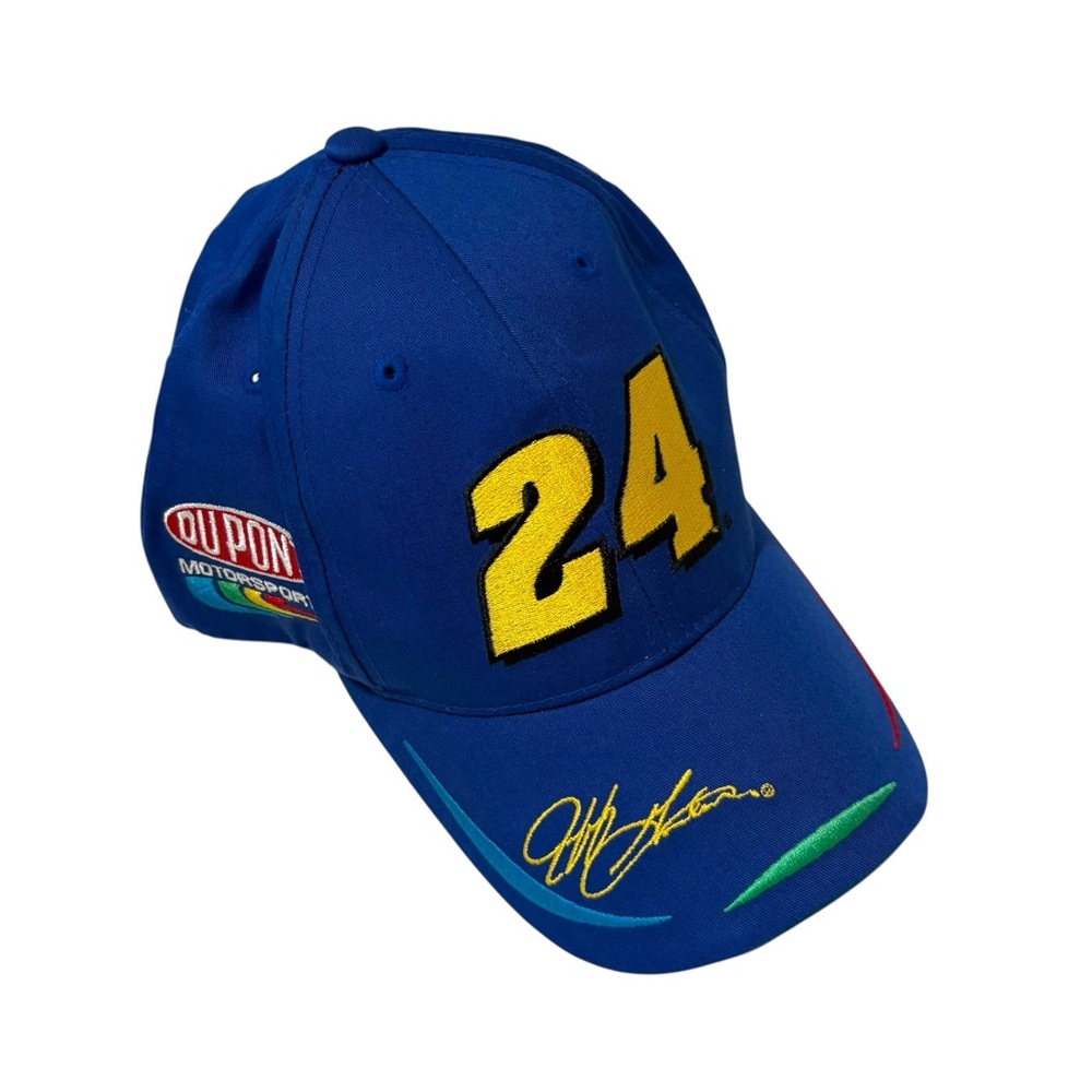 Vintage 90’s Jeff Gordon Signature 24 NASCAR Licensed Blue Snap Back Hat‎ Cap